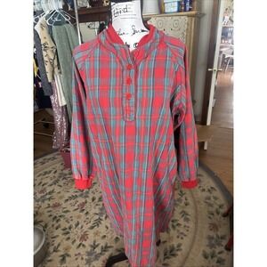 eSleep Dorm Red Plaid Sleep Shirt Nightgown Womens One Size Fits All Vintage